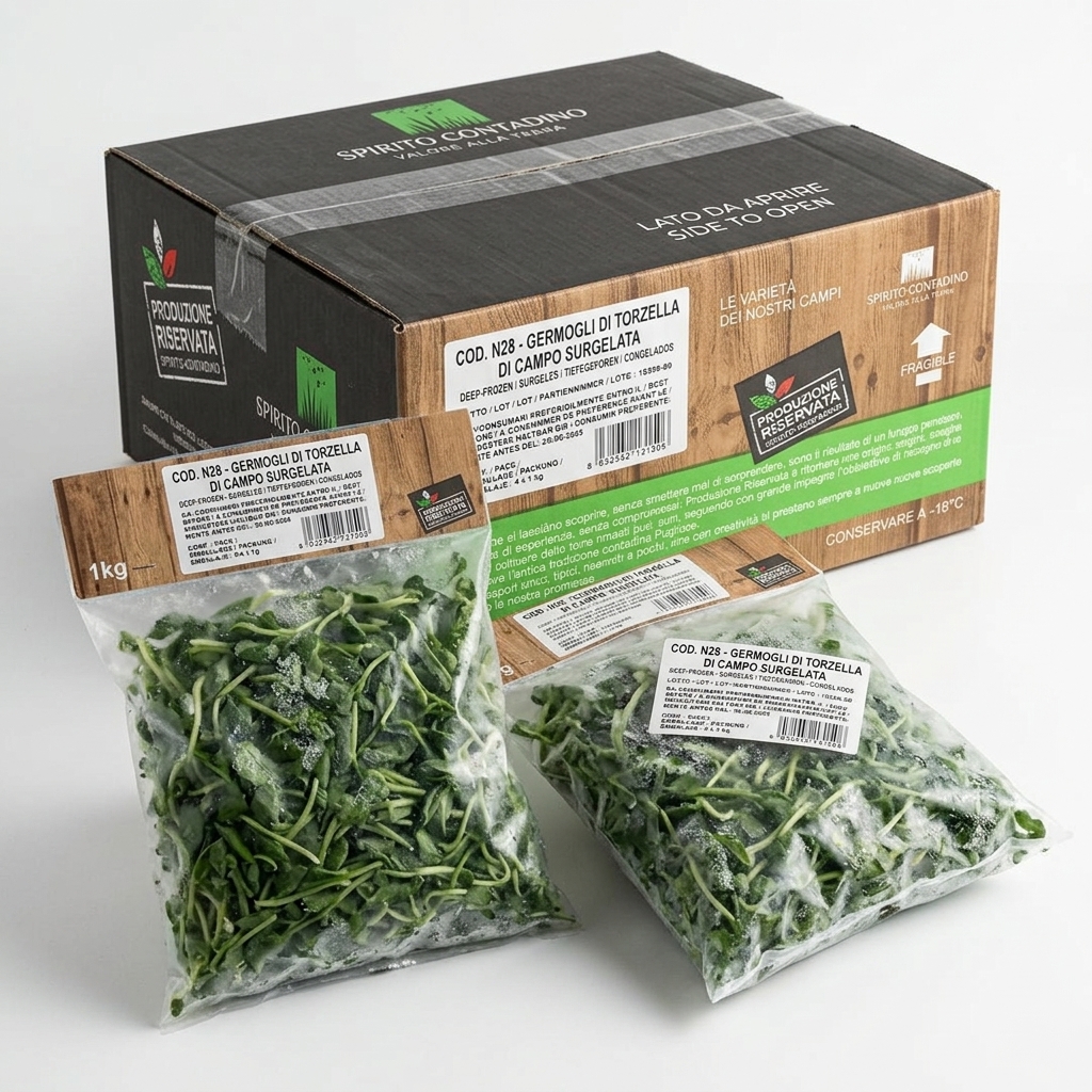 Tiefgekuehlte Feld-Torzella-Sprossen 1 kg (Karton 4 kg) — Spirito Contadino