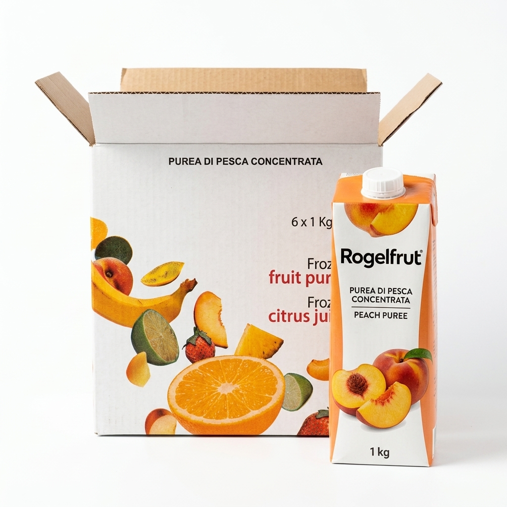 Tiefgefrorenes Pfirsichpüree Konzentriert 1 kg (Karton 6x1 kg) — Rogelfrut
