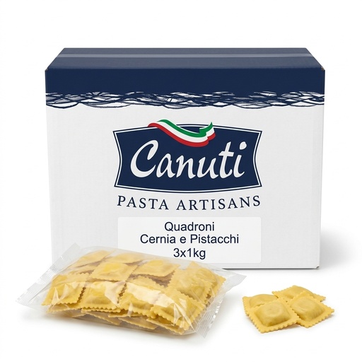 PASTA RIPIENA ALL'UOVO QUADRONI CERNIA E PISTACCHI SURGELATI 3X1KG CRT EUR