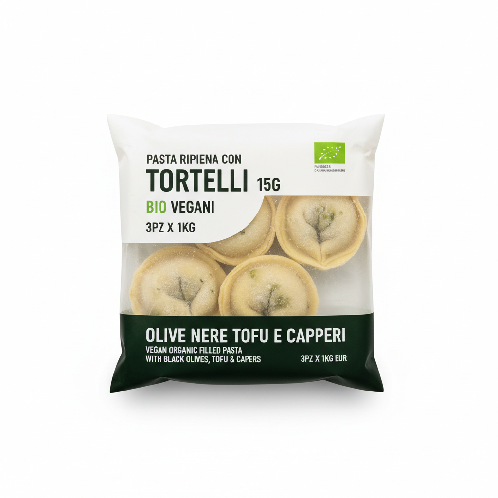 PASTA RIPIENA CONG TORTELLI 15G BIO VEGANI OLIVE NERE TOFU E CAPPERI 3PZ X 1KG EUR