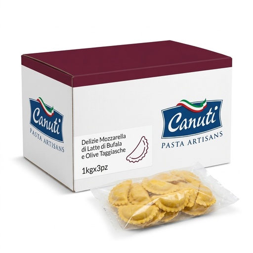 PASTA FRESCA ALL'UOVO RIPIENA SURGELATA DELIZIE MOZZARELLA DI BUFALA E OLIVE TAGGIASCHE 3X1KG CRT EUR