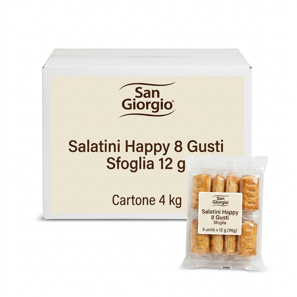 Salatini Happy 8 Flavours Puff Pastry 12 g (4 kg Carton) — San Giorgio