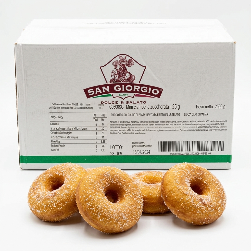 Mini-Krapfen mit Zucker 25 g - Karton 2,5 kg Tiefgekühlt