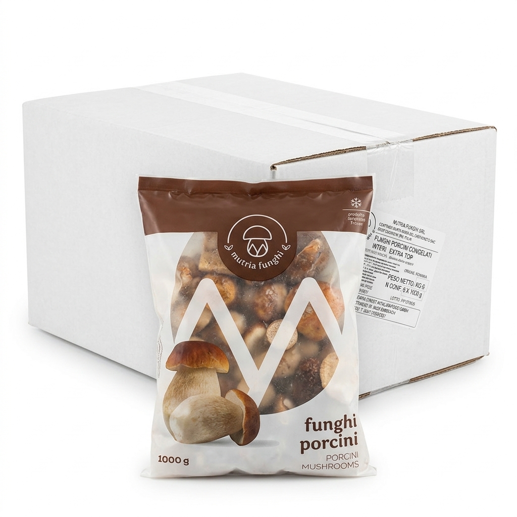 Funghi Porcini Interi Congelati Extra Top Busta 1 kg — Mutria Funghi