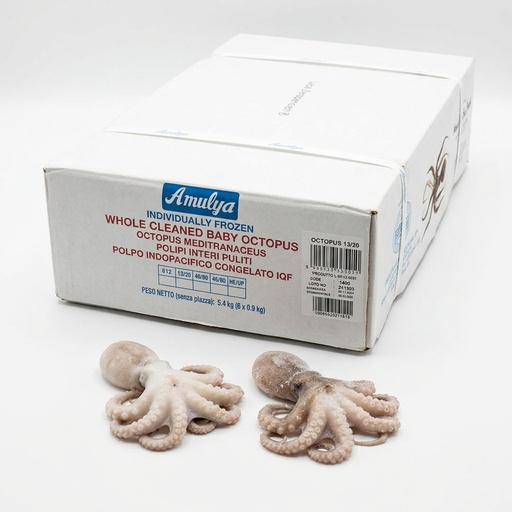 Petits Poulpes IQF 13/20 Surgelés 5,4 kg (Carton 6 x 900 g) — Amulya
