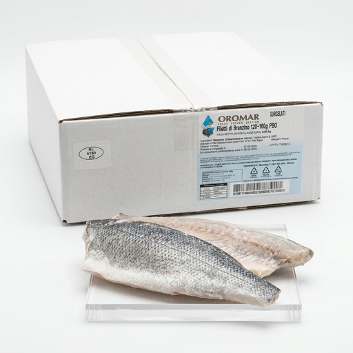 Sea Bass (Branzino) Fillets with Skin IQF Turkey 120-160 g — 5 kg Carton