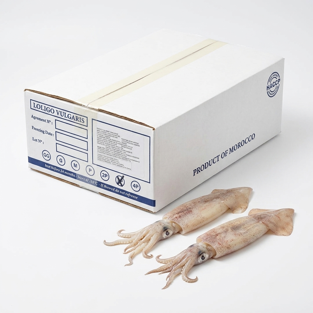 Whole Unclean Squid IWP Morocco 3P Edge 8kg Carton Frozen
