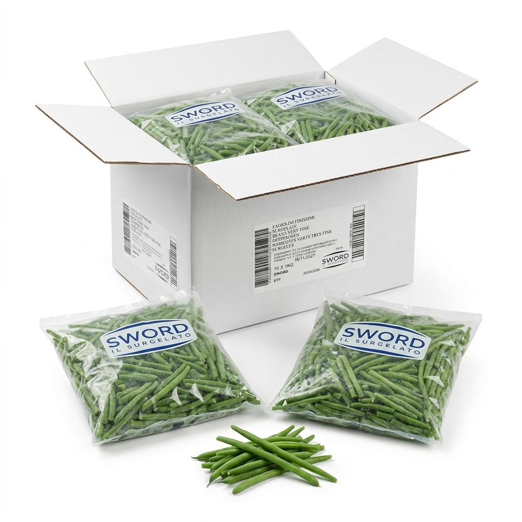 Haricots Verts Fins Surgelés IQF 1 kg (Carton 10 kg)