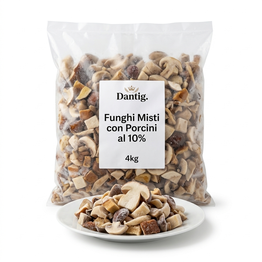 Funghi Misti con Porcini al 10% Busta IQF (Dantig.) cong 4kg case FREDD