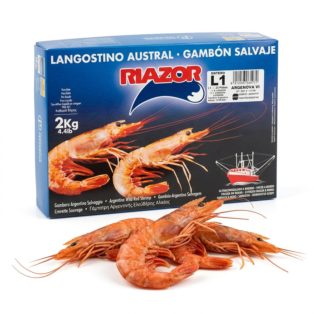 Argentine Red Shrimp L1 Frozen 2 kg (Box 12 kg) — Riazor