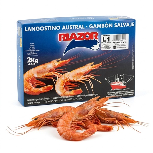 Argentine Red Shrimp L1 Frozen 2 kg (Box 12 kg) — Riazor