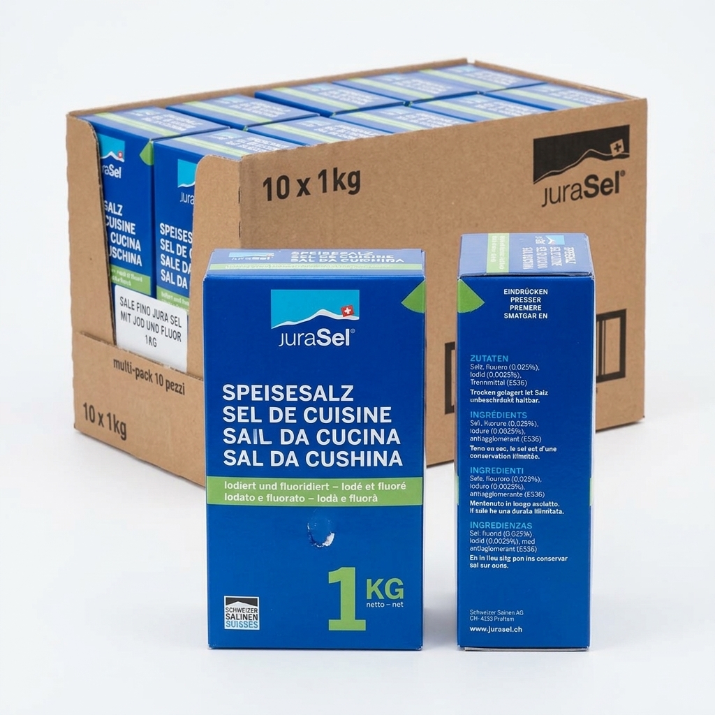 Fine Salt JuraSel with Iodine and Fluoride 1 kg — Swiss Salines