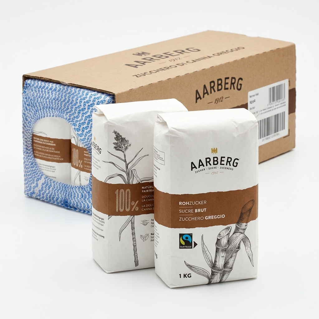 Roh-Rohrzucker 1 kg (Karton 10 Stk) — Aarberg Fairtrade