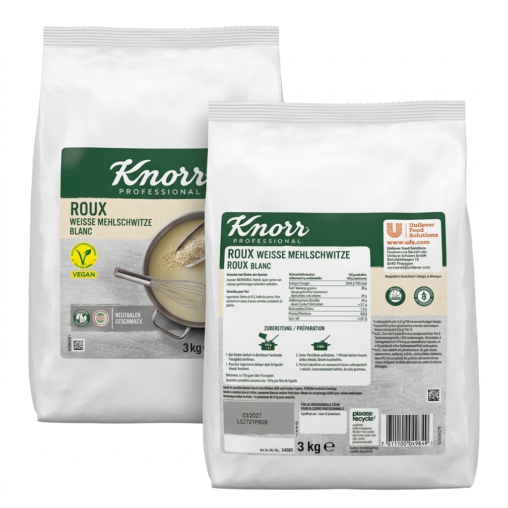[ROUX WEISSE MEHLSCHWITZE] Knorr Professional Roux Bianco Granulare Istantaneo 3 kg — Knorr