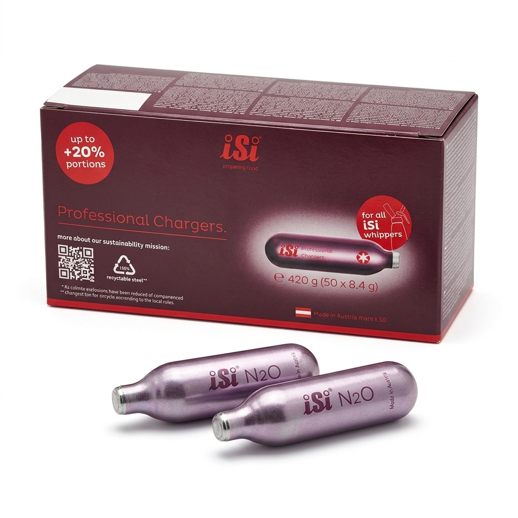 N2O Gas Cartridges iSi Professional Chargers - Pack of 50 pcs (8 g each)