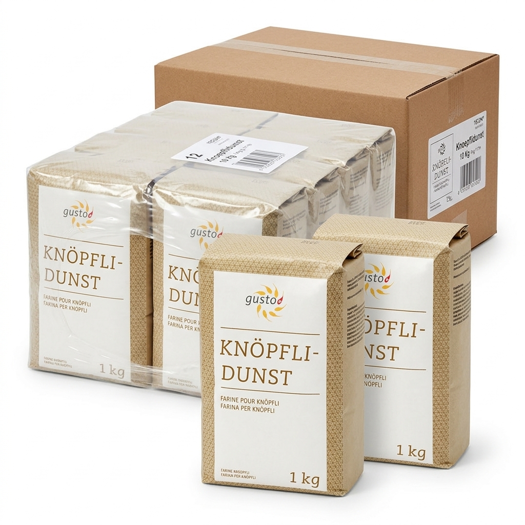 Hartweizen-Hartgriess Knöpflidunst Gusto 1 kg — Packung mit 10 Beuteln