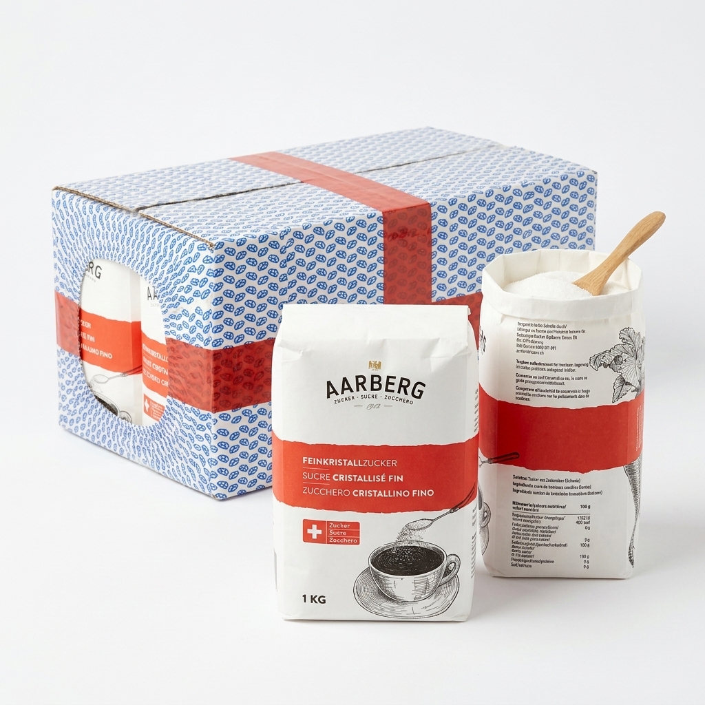 Zucchero Bianco Cristallino Fine Aarberger Sacchetto 1 kg — Schweizer Zucker