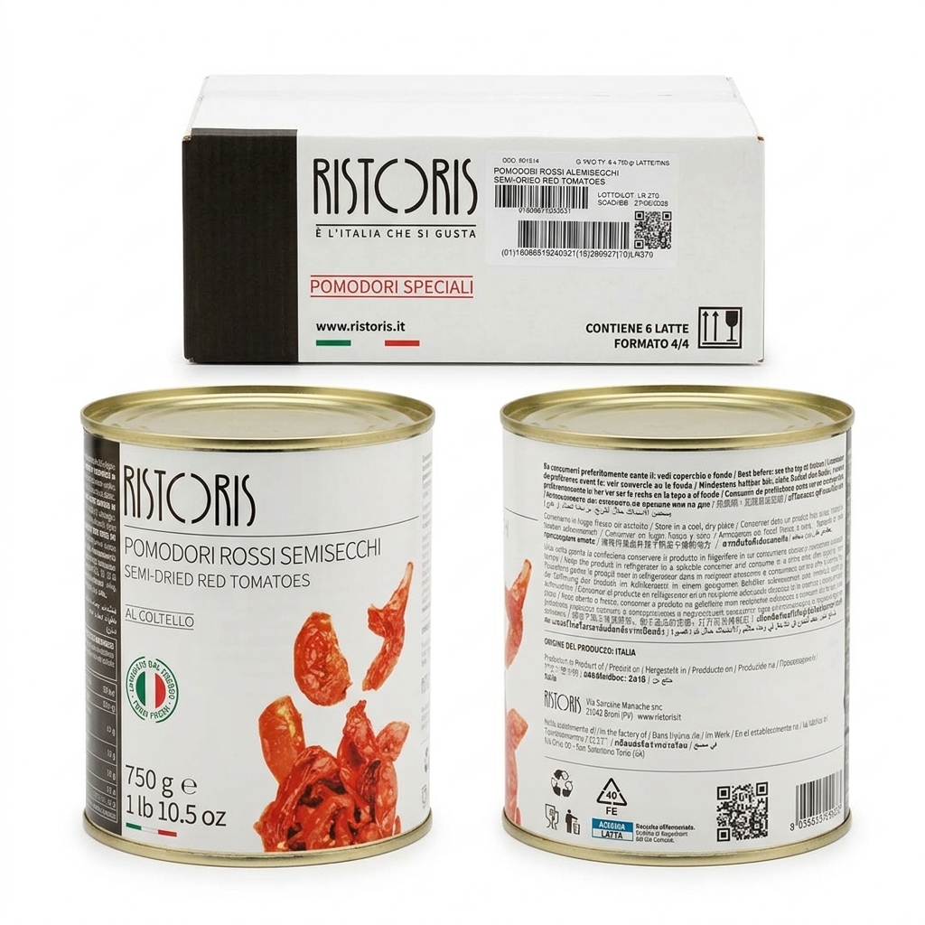 Pomodori Rossi Semisecchi al Coltello Latta 750 g (Cartone 6) — Ristoris
