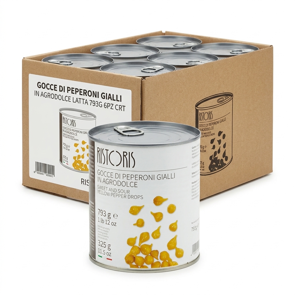 Gocce di Peperoni Gialli in Agrodolce Latta 793 g (Cartone 6 pz) — Ristoris