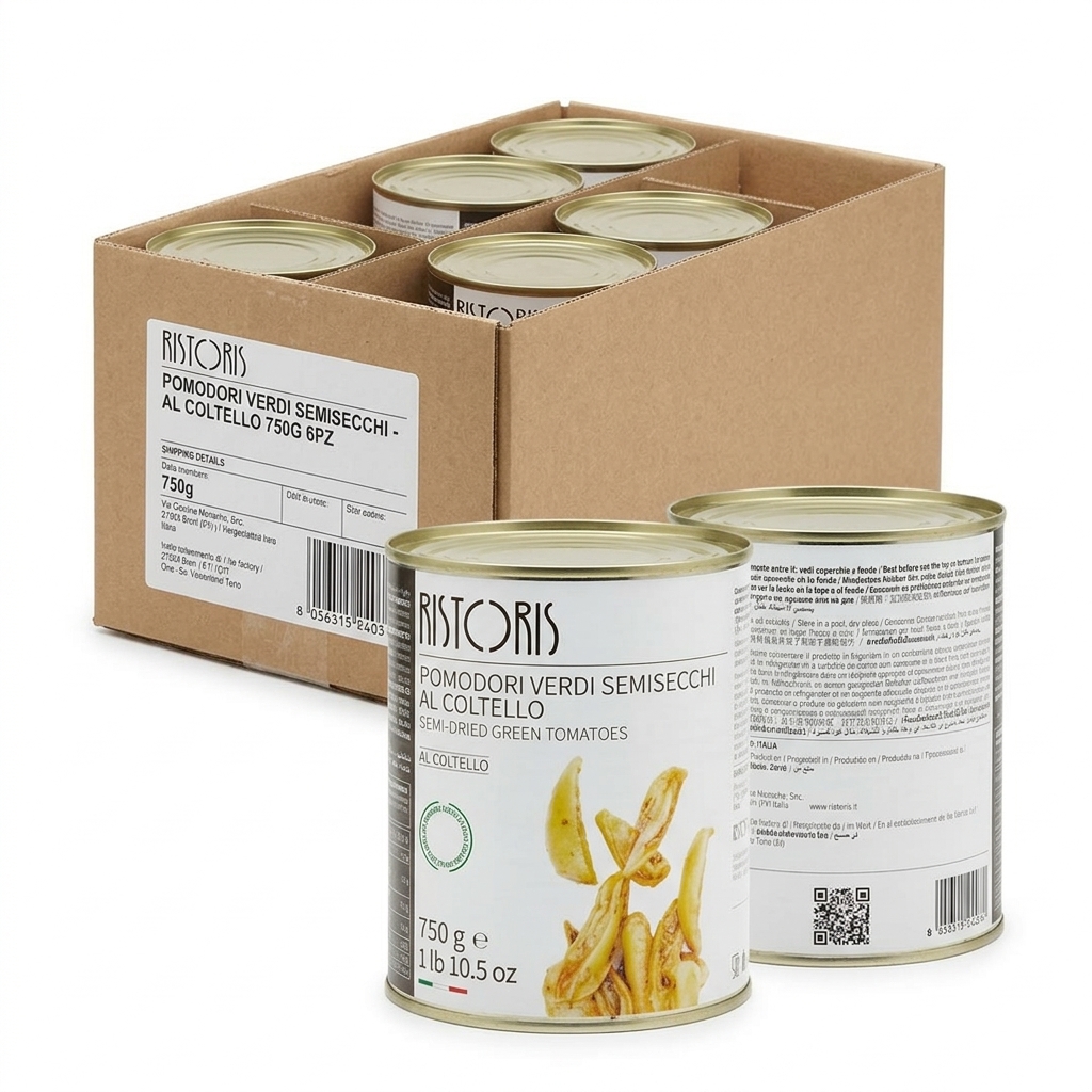 Semi-Dried Green Tomatoes Knife-Cut Tin 750 g (Carton 6) — Ristoris