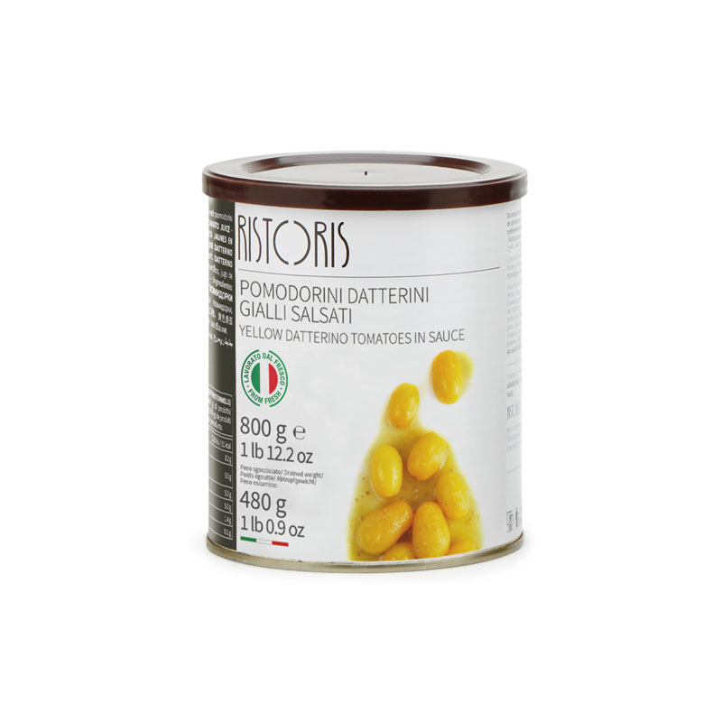 POMODORI DATTERINI GIALLI SALSATI LATTA 800G 6PZ CRT RIS