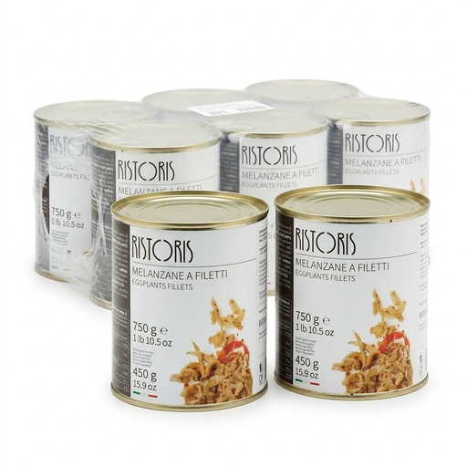 Melanzane a Filetti Grigliate, filets d'aubergines grillées en boîte 750 g (Carton 6) — Ristoris
