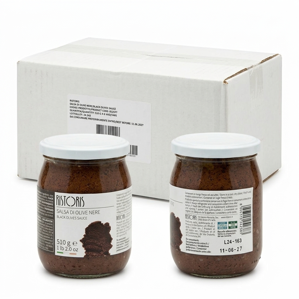 Salsa di Olive Nere Vaso Vetro 510 g (Cartone 6) - Ristoris