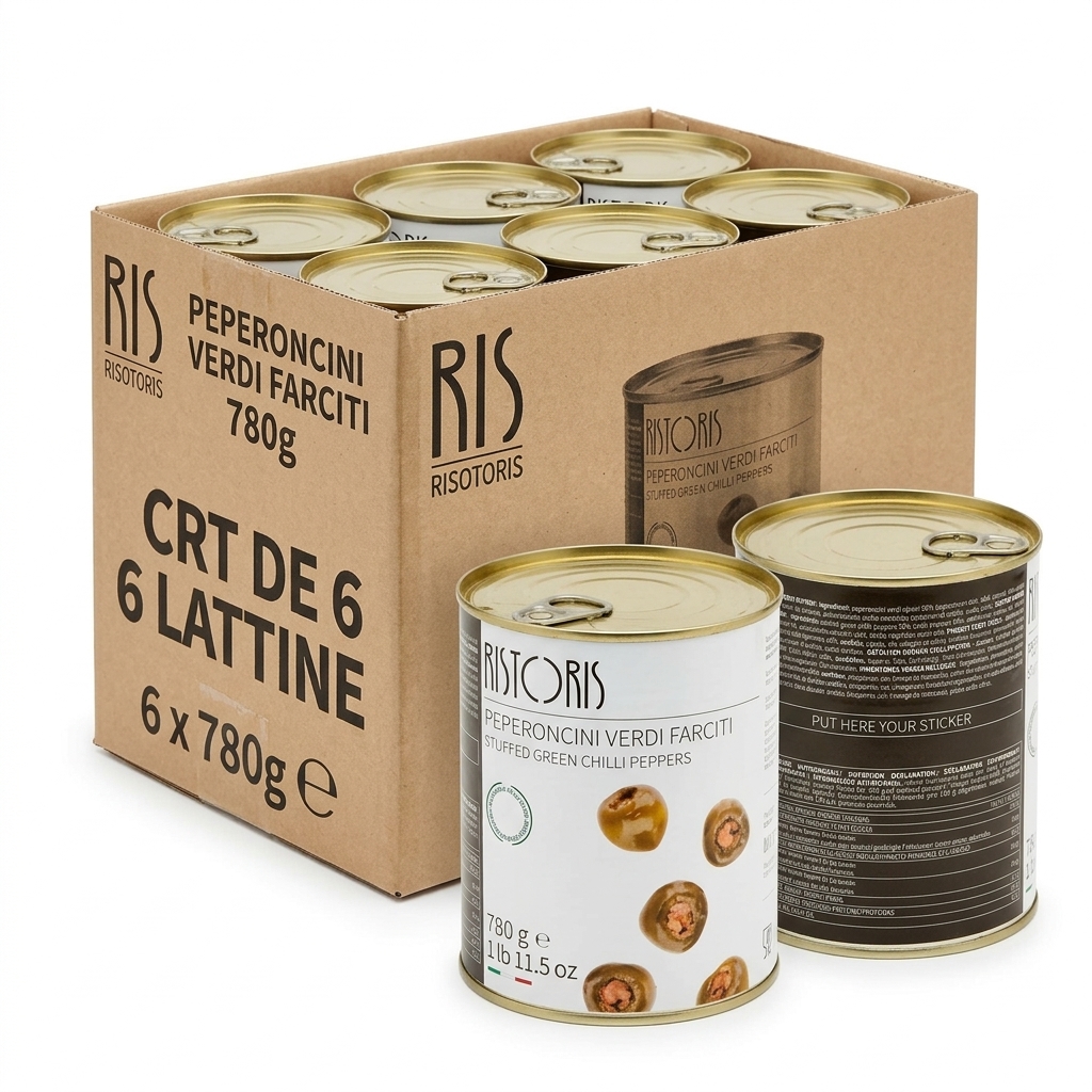 Stuffed Green Peperoncini Tin 780 g (Carton 6) — Ristoris