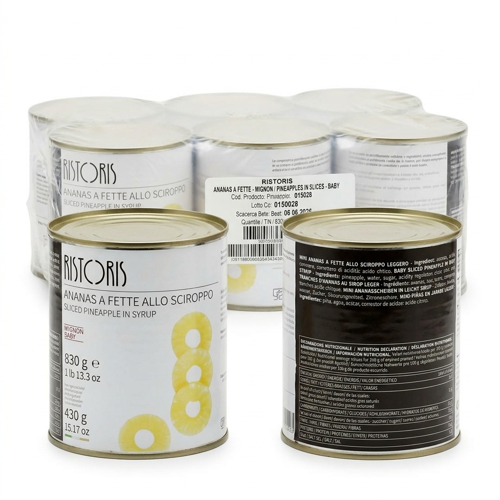 Ananas en Tranches Mignon au Sirop 830 g (Carton 6)