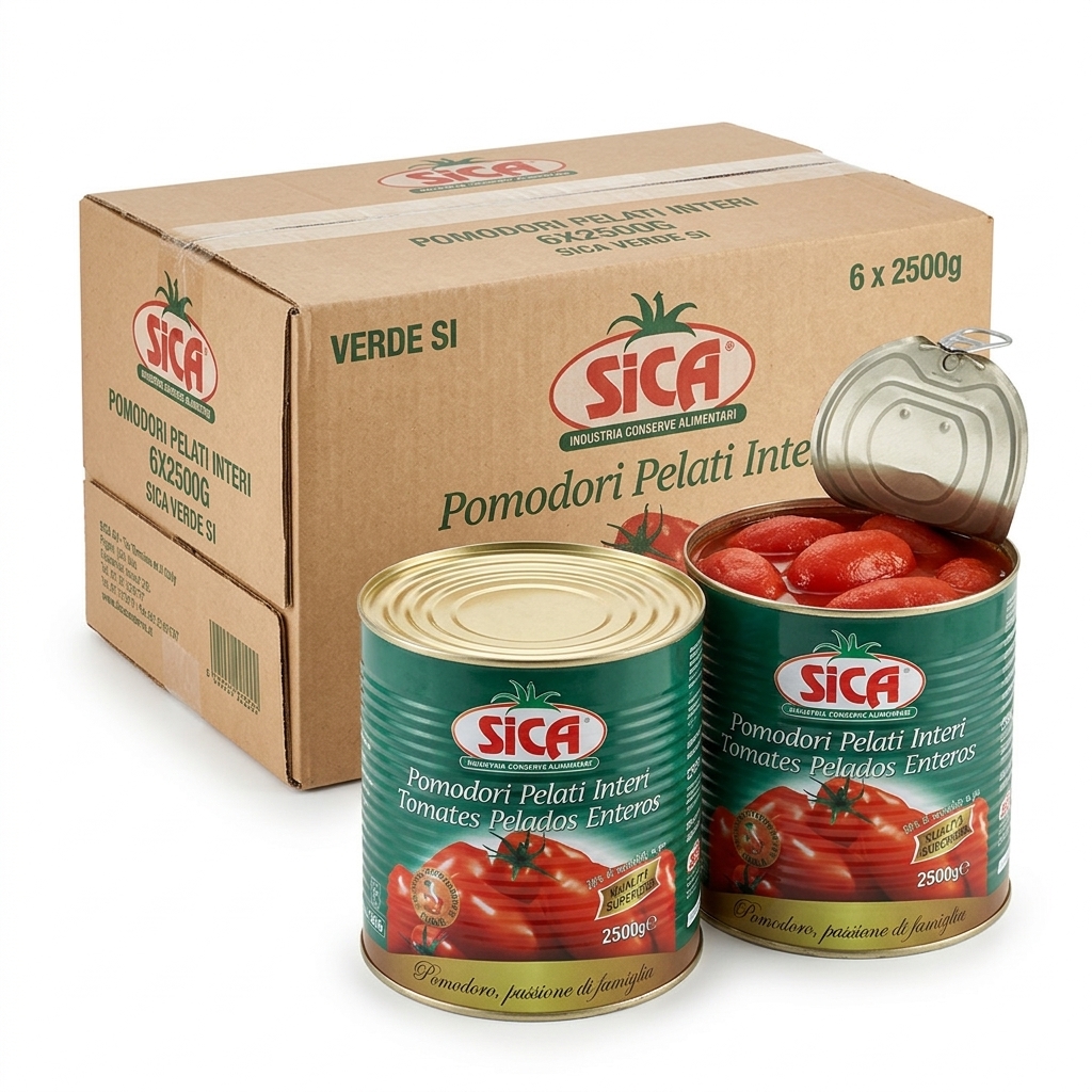 TOMATES PELÉES ENTIÈRES 6X2500G SICA VERDE SI