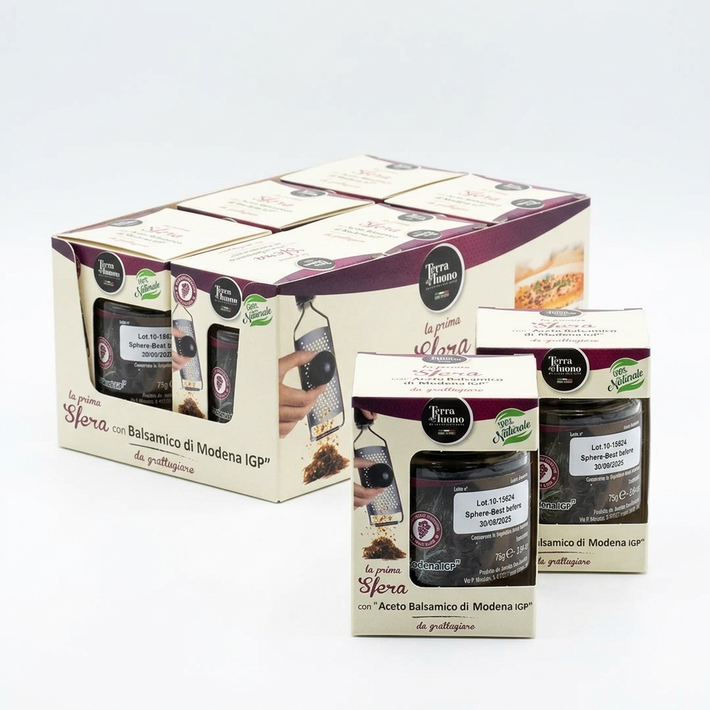 Sphère d'Aceto Balsamico di Modena IGP à râper Ball-samic 75 g (Carton 12) — Terra del Tuono