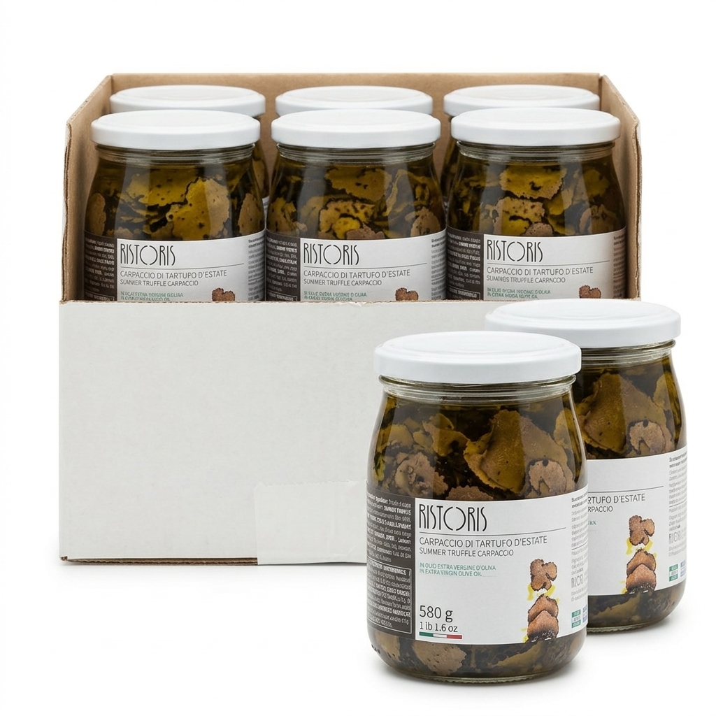 Carpaccio di Tartufo d'Estate (Tuber aestivum) in Olio EVO Ristoris - Vaso Vetro 580ml (Cartone 6 pz)
