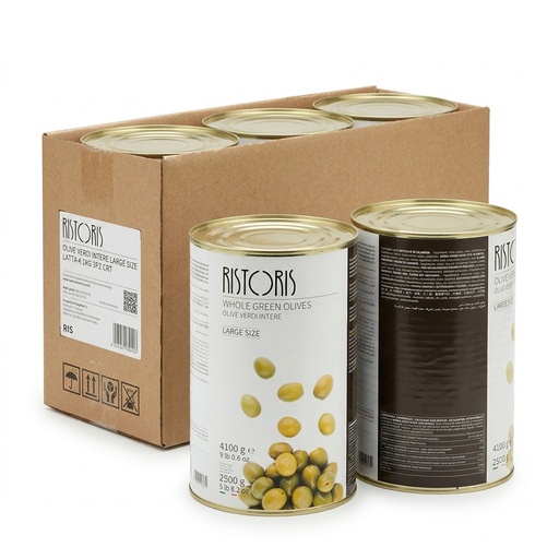 Whole Green Olives Hojiblanca Large Size Can 4.1 kg (Case of 3) — Ristoris
