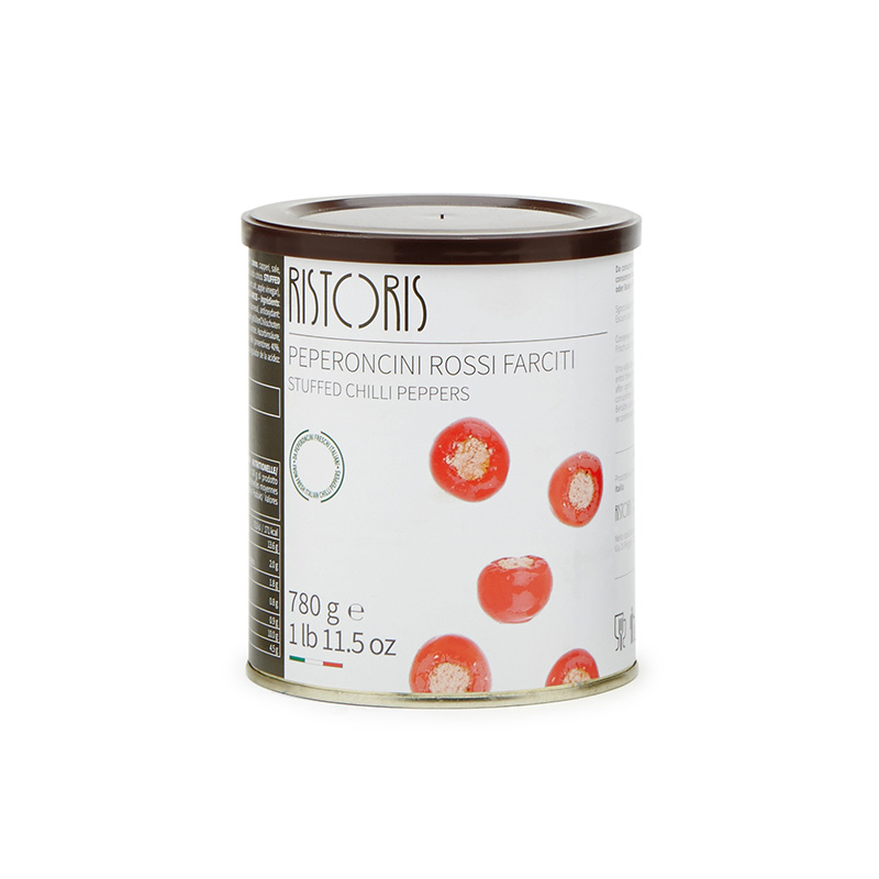 Peperoncini Rossi Farciti Latta 780g 6pz krt Ris