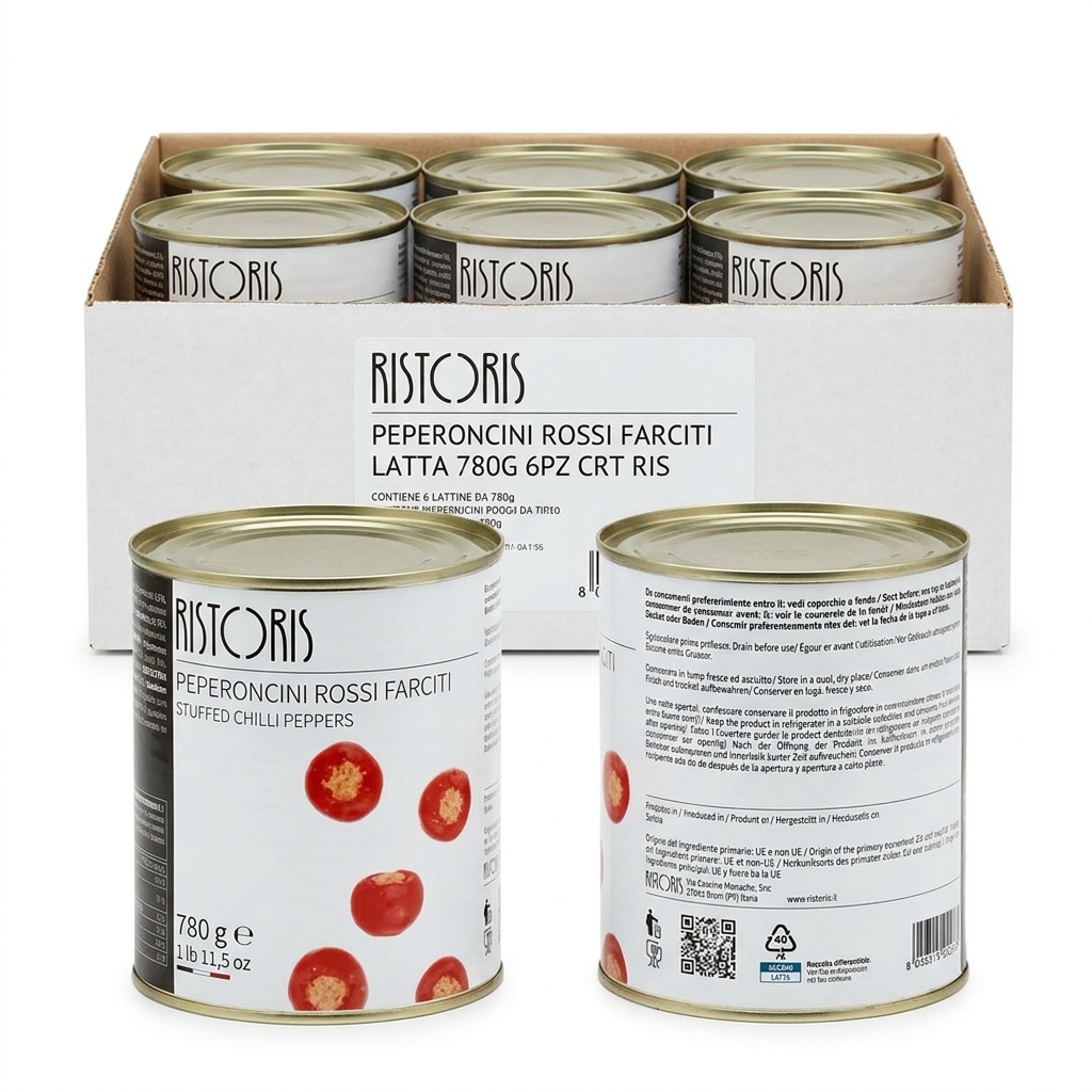 Peperoncini Rossi Farciti in Latta 780 g (Cartone 6) — Ristoris