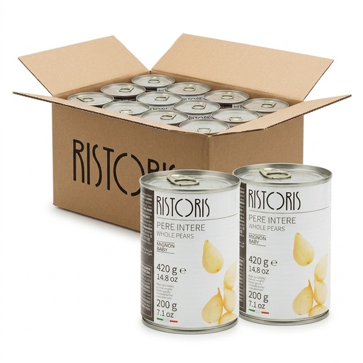 Whole Mignon Pears in Syrup Tin 420 g (Carton 12) — Ristoris