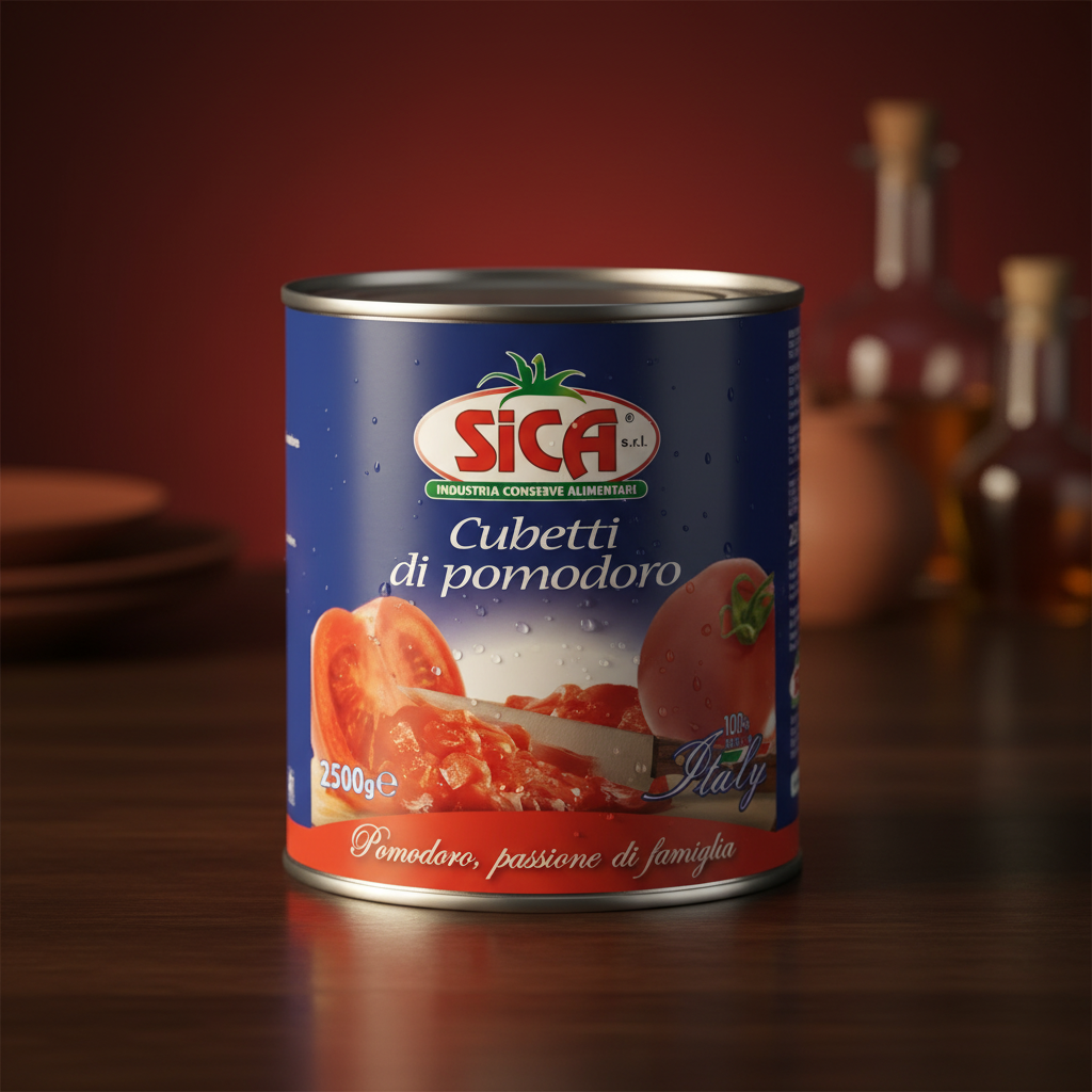 Tomaten Geschälte Tomaten A Cubetti 6x2500gr Sica Blu Si