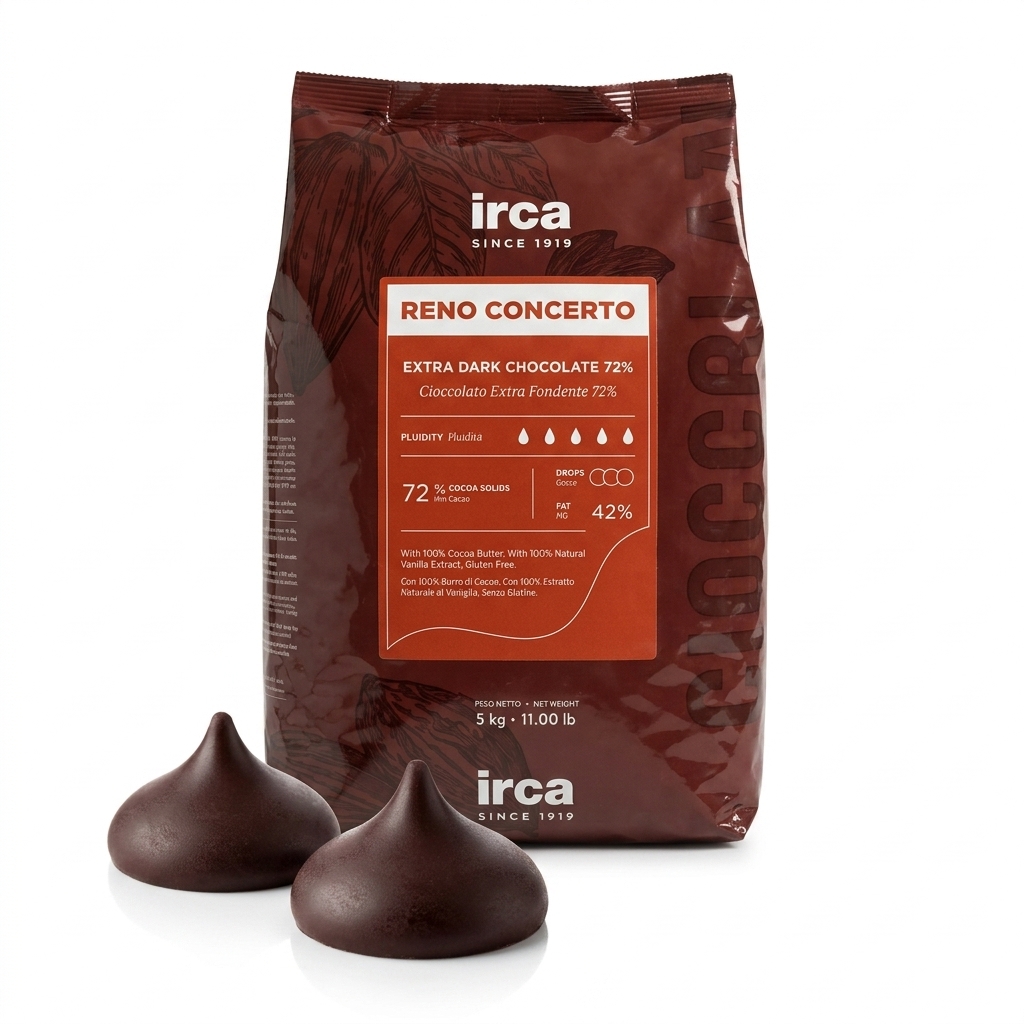 Reno Concerto Kuvertüre Zartbitterschokolade 72% Kakao Fließfähigkeit 40/42 Sack 5 kg