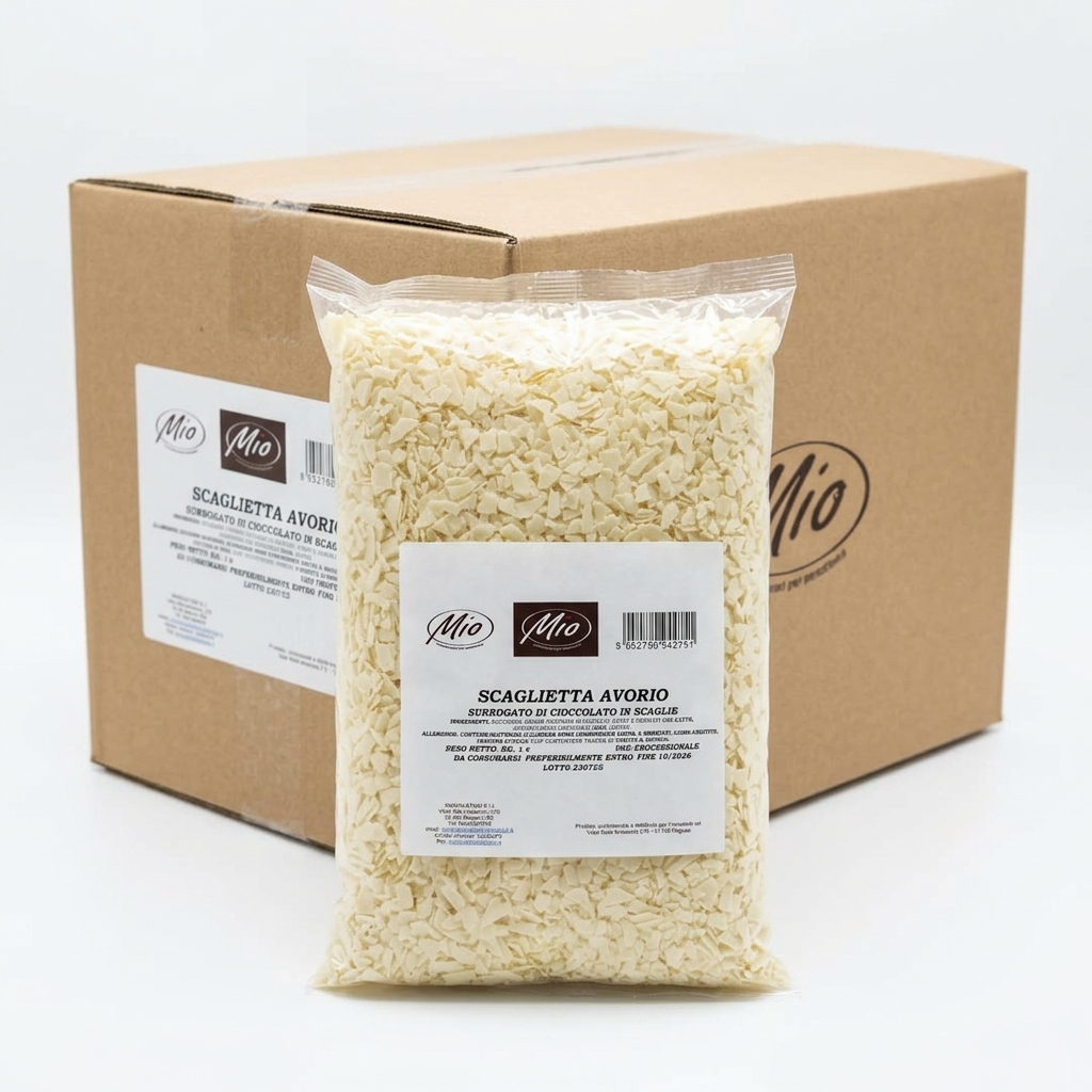 Scaglietta Avorio Schokoladenersatz Weiss 1 kg (Karton 10 Stück) — MIO