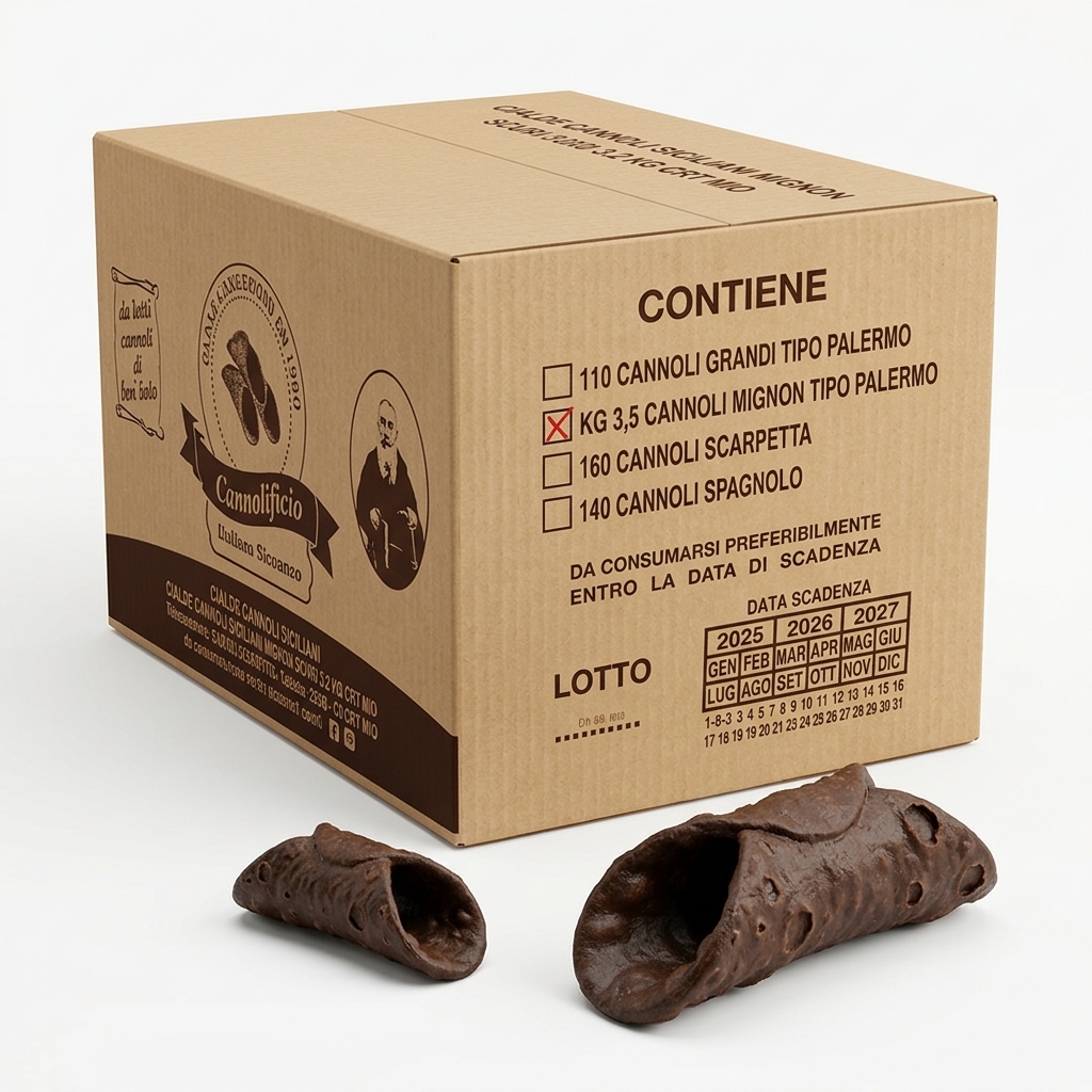Coques Cannoli Siciliani Mignon Foncées au Cacao 3,2 kg MIO