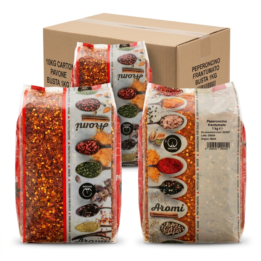 Chiliflocken Peperoncino Frantumato Beutel 1 kg (Karton 10 kg) — Pavone