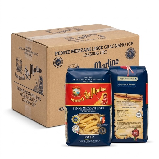 Penne Mezzanelli Lisce Gragnano IGP 500 g (Cartone 12) — Di Martino