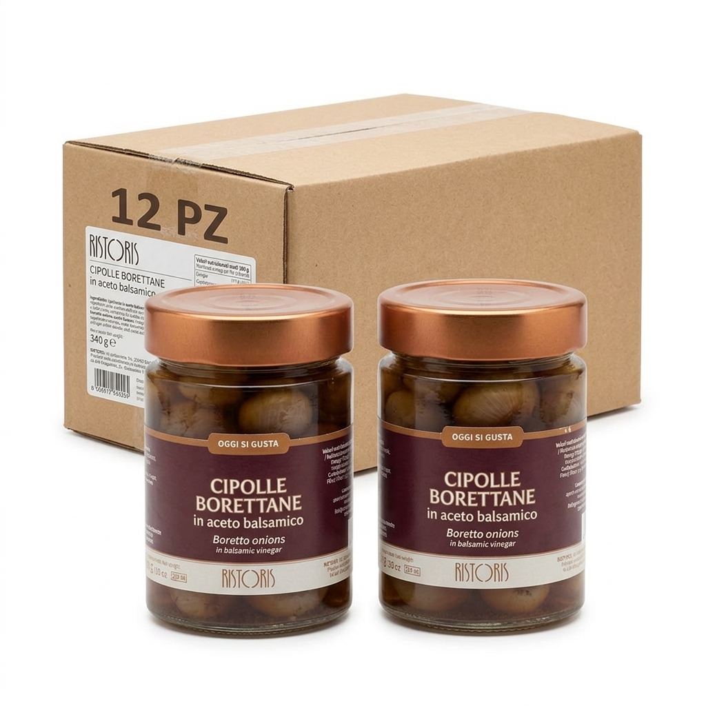 Borettane Zwiebeln in Aceto Balsamico Ristoris - Glas 340 g (Karton 12 Stk.)