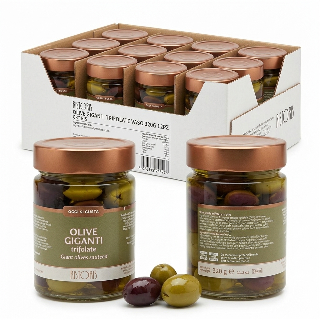 Trifolate Giant Olives in Oil Jar 320 g (Case 12) — Ristoris