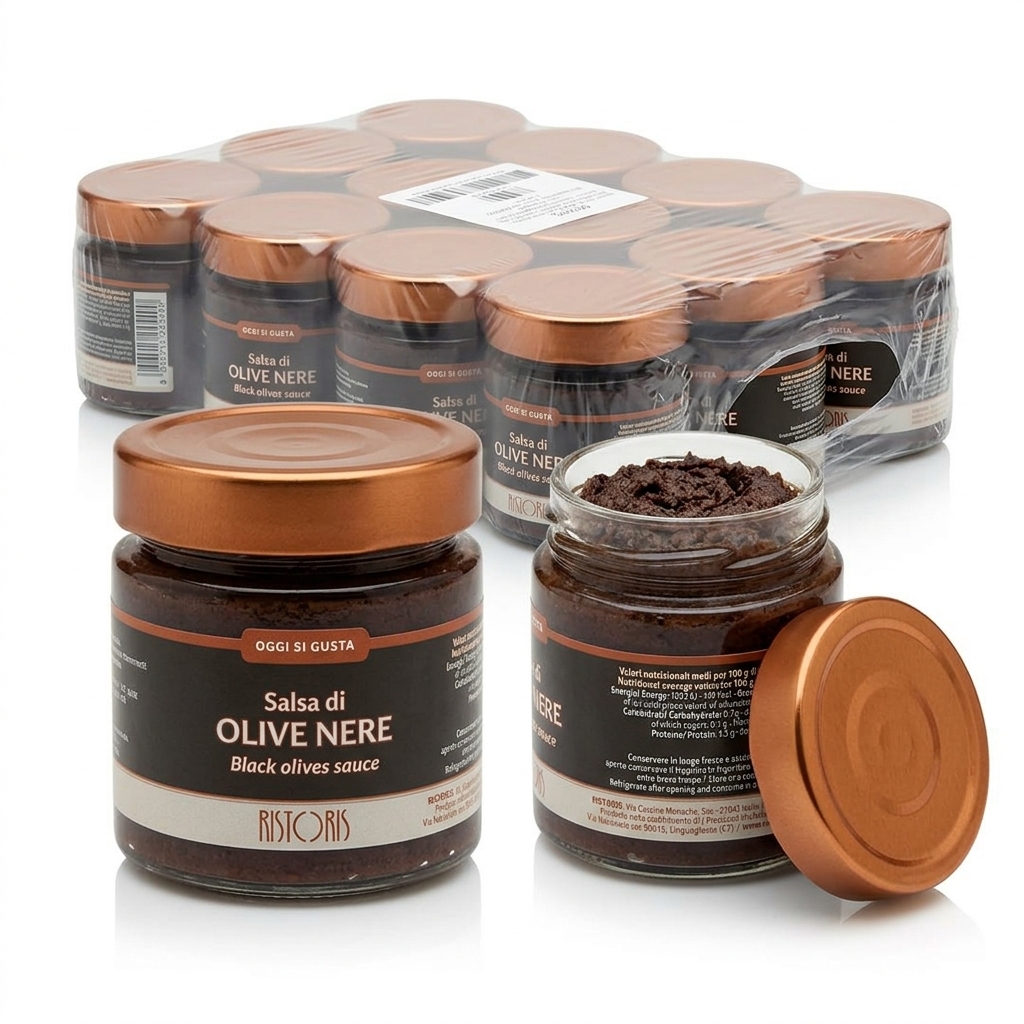 Schwarze-Oliven-Sauce Glas 180 g (Karton 12) — Ristoris
