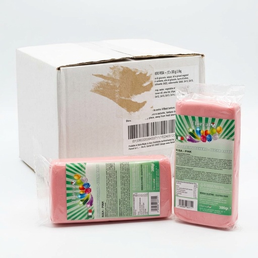 [Pasta di zucchero - Sugar paste rosa - pink] Pasta di Zucchero Rosa 300 g (Cartone 12 x 300 g - 3,6 kg) — Floreal