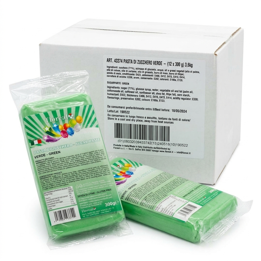 SUGAR PASTE GREEN 12 PKG 300G 3.6KG CRT FLOR