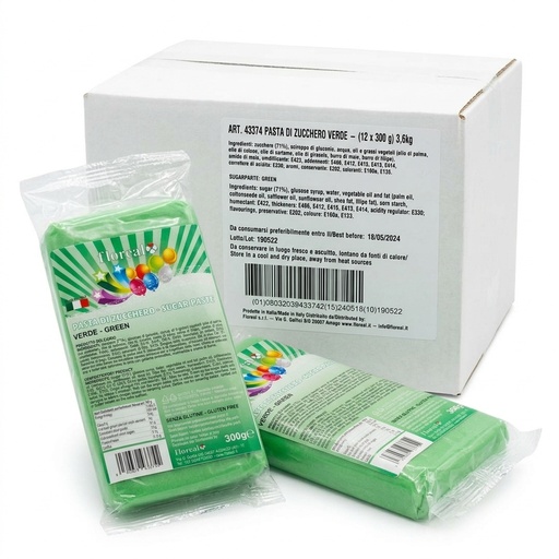 [PASTA DI ZUCCHERO - SUGAR PASTE VERDE - GREEN] Pâte à Sucre Verte 300 g (Carton 12 x 300 g) — Floreal