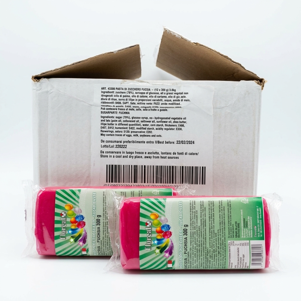 PASTA ZUCCHERO FUCSIA 12 CONF DA 300G 3.6KG CRT FLOR