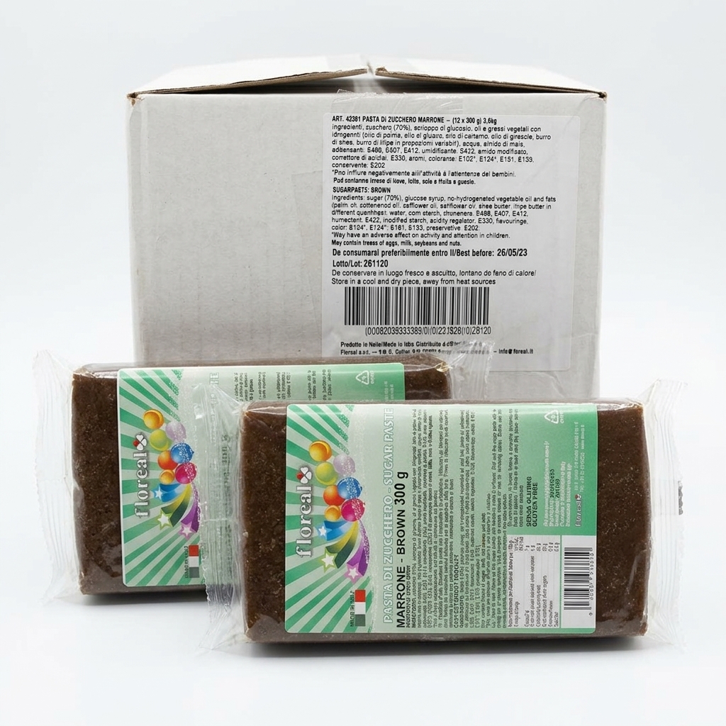 PÂTE DE SUCRE MARRON 12 CONF DE 300G 3.6KG CRT FLOR